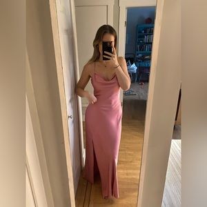 Rose pink satin dress